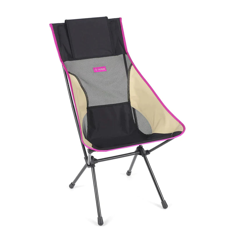 Helinox Sunset Chair Lightweight High Back Camp Chair - Black/Khaki/Purple With Black Frame - Base Camp Australia